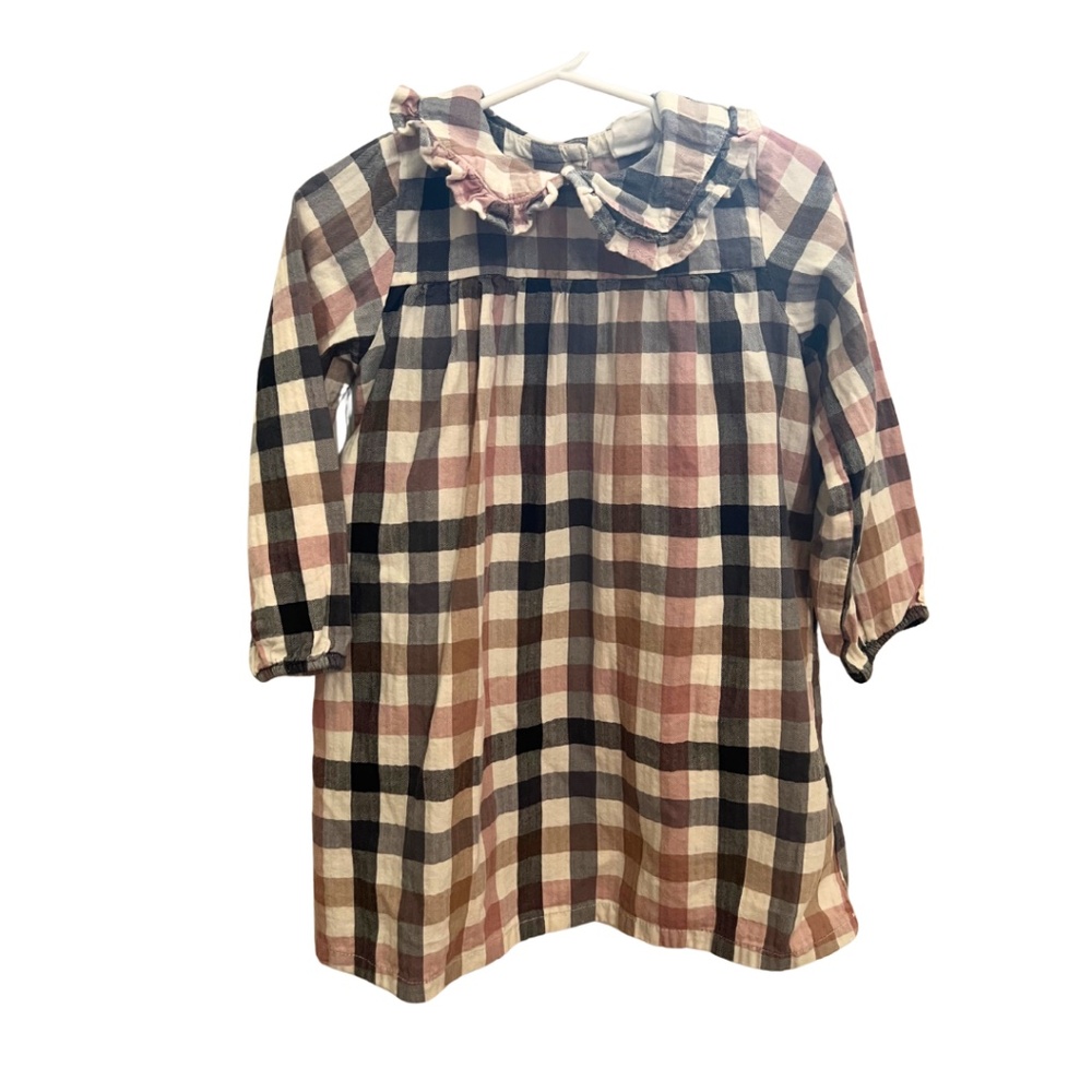 Girls Pink and Black Plaid Fall Dress